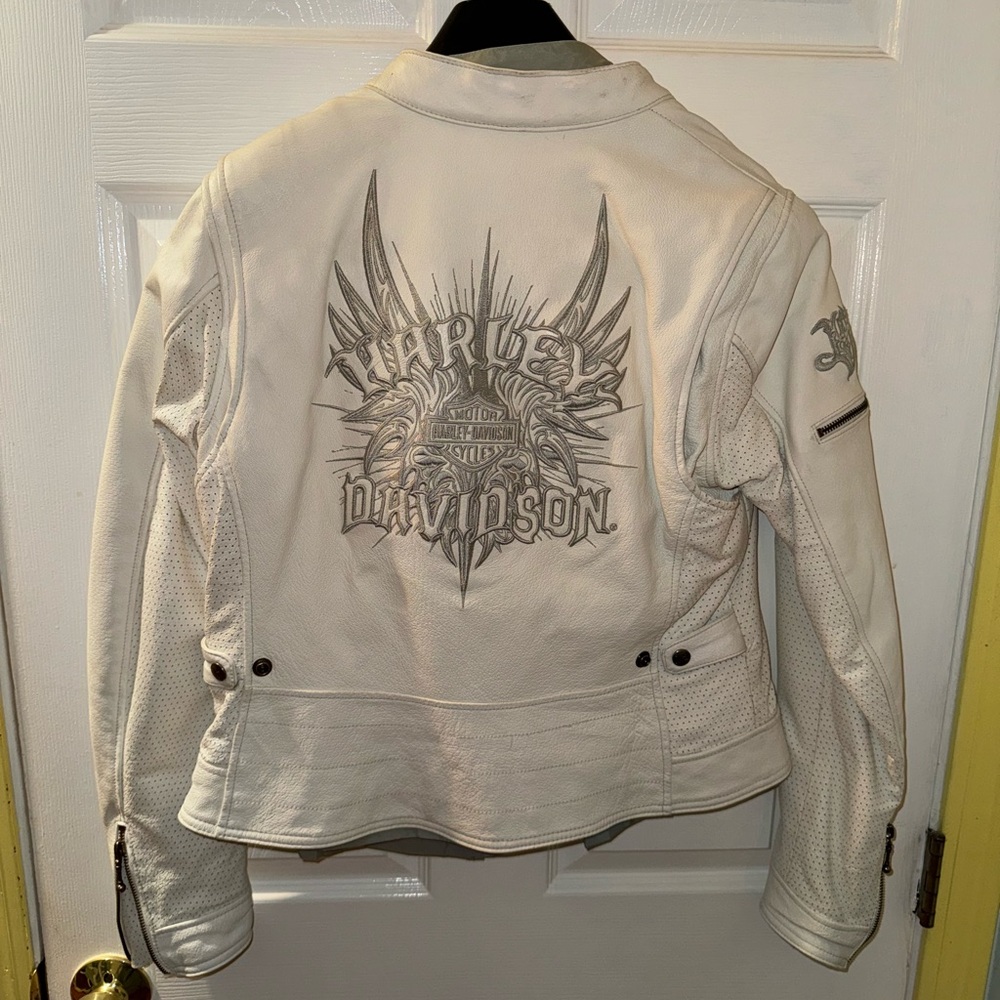 Harley-Davidson Women’s White Perforated Leather Jacket - Picture 2 of 7